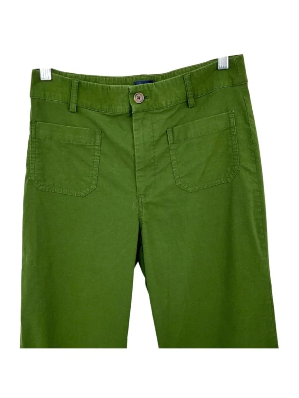 J.Crew Lizzie Pants Womens 27 Green Wide Leg Patch Pocket Stretch Twill Casual